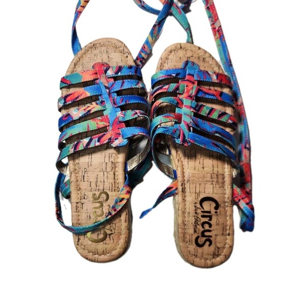 Circus Sam Edelman NWT Tropical Ankle Wrap Sandals Sz 8 Espadrille Style - Picture 9 of 14